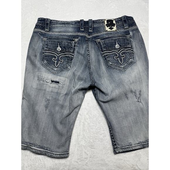 Rock Revival Pierre Distressed Denim Shorts Size 44 Men’s Y2K Revival Grunge - Picture 4 of 12